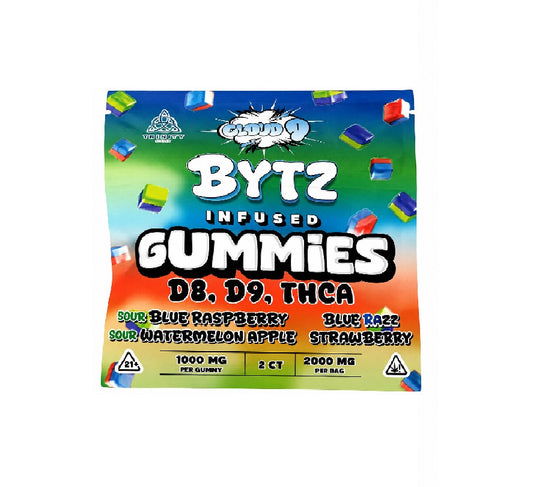 CLOUD9 BYTZ THCA GUMY SOUR BLUE RSPBRY,SOUR WTRMLN APLE+BLUE RAZ,STRWBRY 2000MG 50CT
