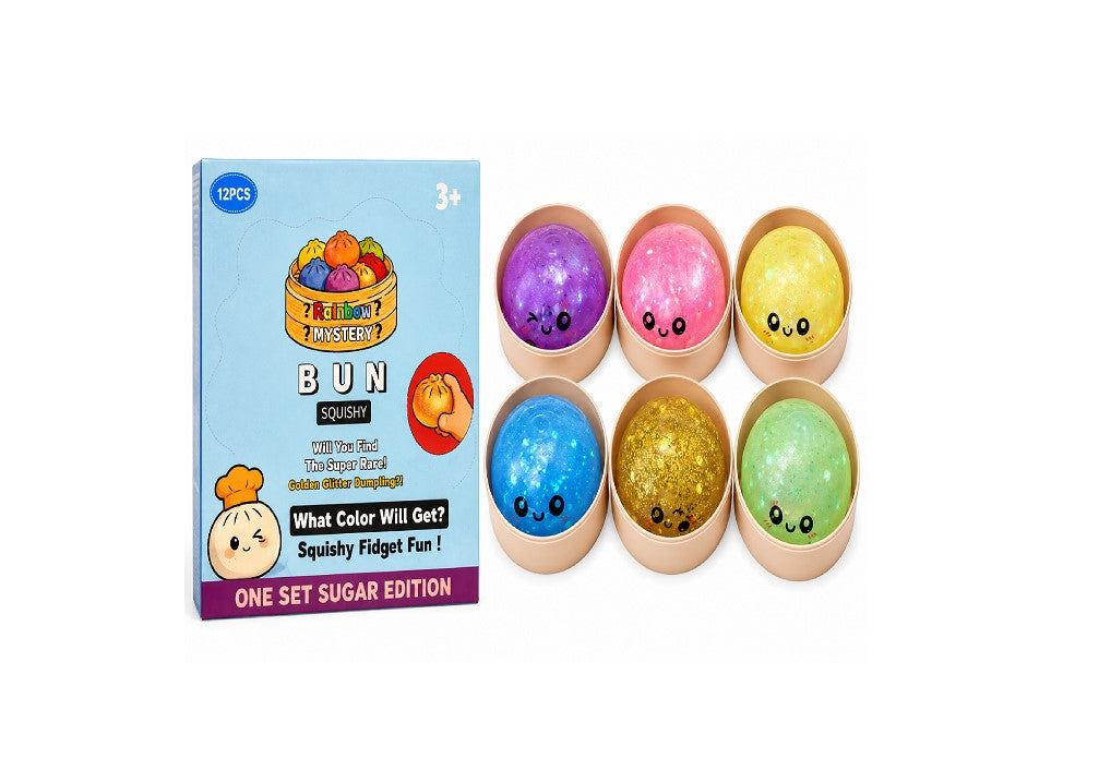 SQUISHY GOLDEN GLITTER DUMPLING 6 COLORS 12CT