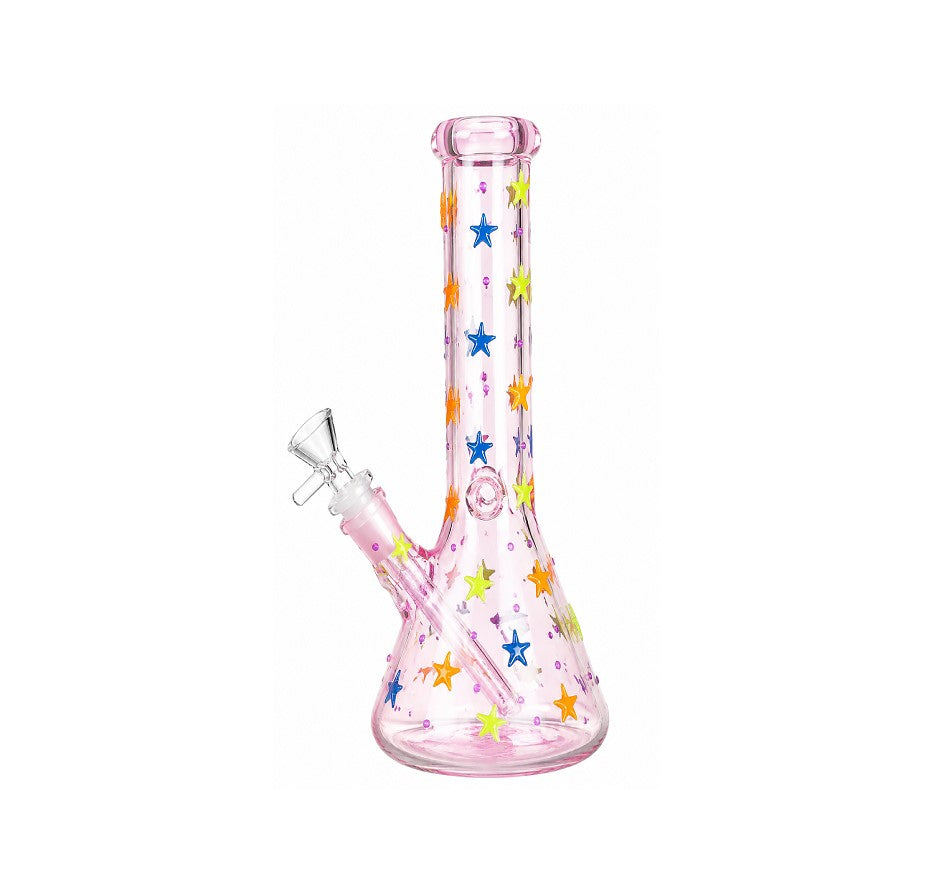 WATERPIPE DARK GLOW STARS ASSRTD COLRS 4A GLASS 10" LC-10016