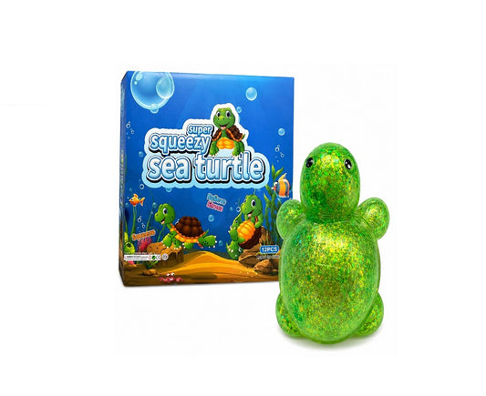 SQUEEZY SUPER TURTLE SEA STRESS TOY 4 COLORS 12CT