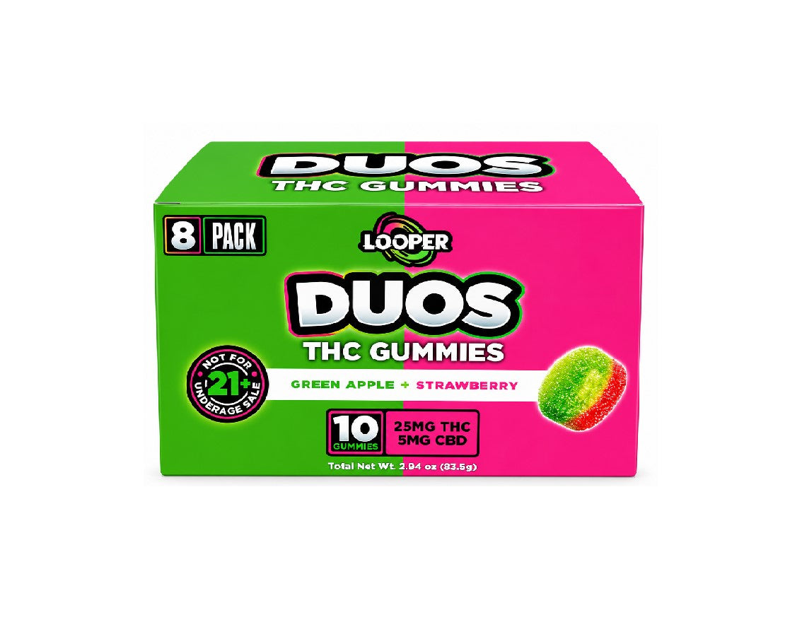LOOPER DUOS THC GUMMIES GREEN APPLE + STRAWBERRY 25MG