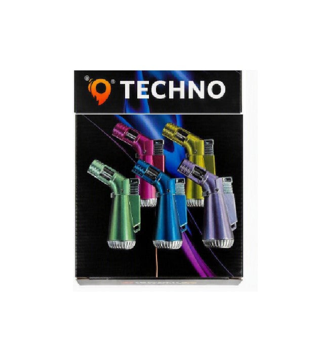 TECHNO SMALL TORCH LIGHTER ASSRTD COLORS 1701A 20CT