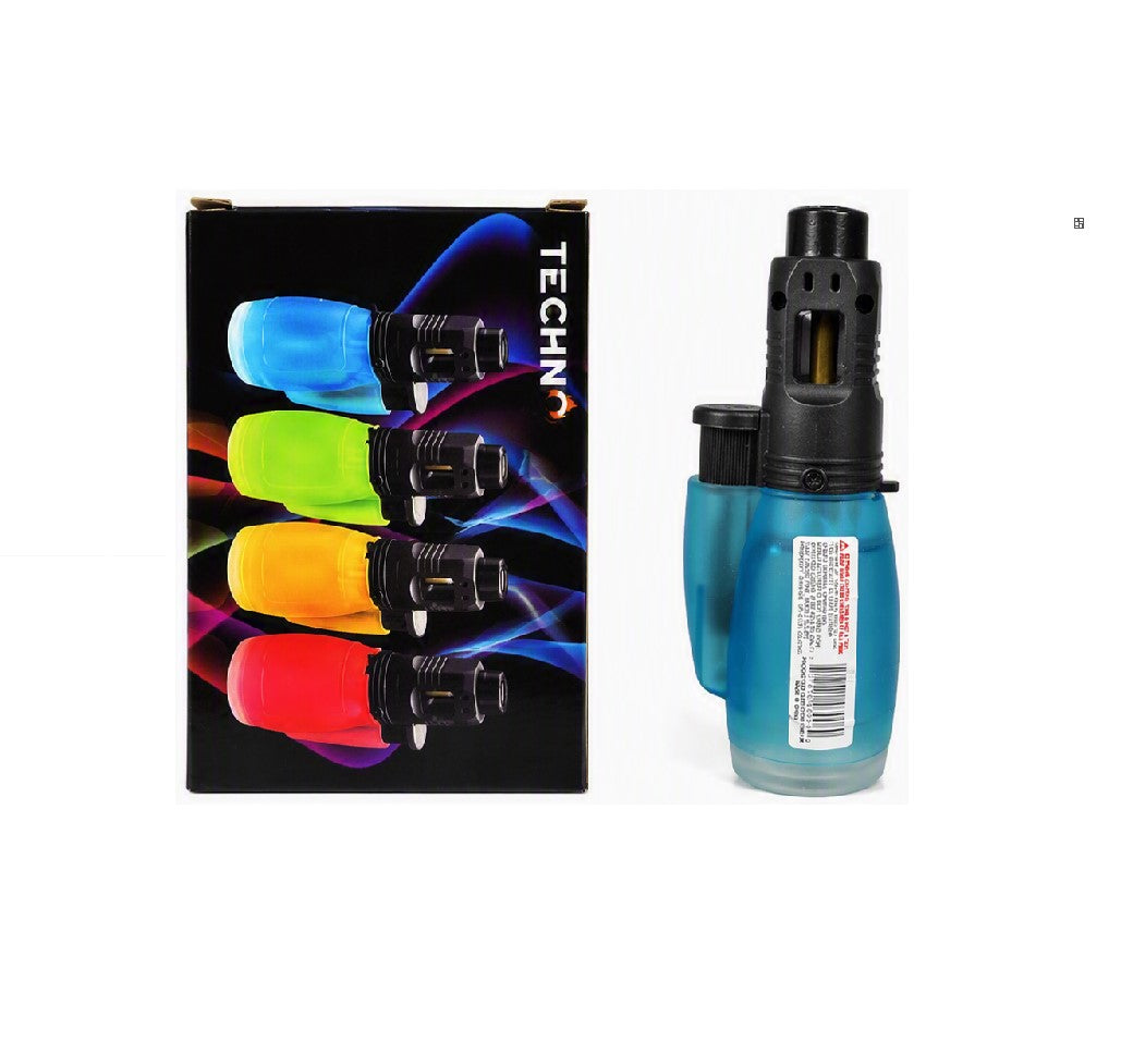 TECHNO CYLINDER SHAPE LIGHTER ASSORTED COLORS 03006A 12CT