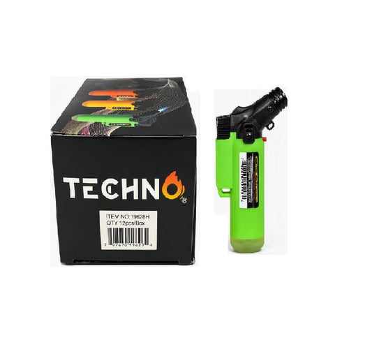 TECHNO SLANT TORCH LIGHTER ASSORTED COLORS 12CT