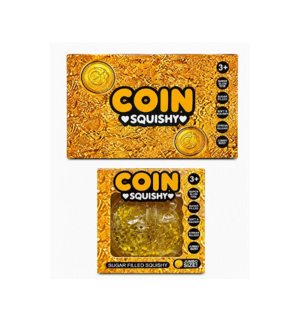 SQUISHY COIN SUGAR FILLED SQUISHY JUMBO SIZE 12CT