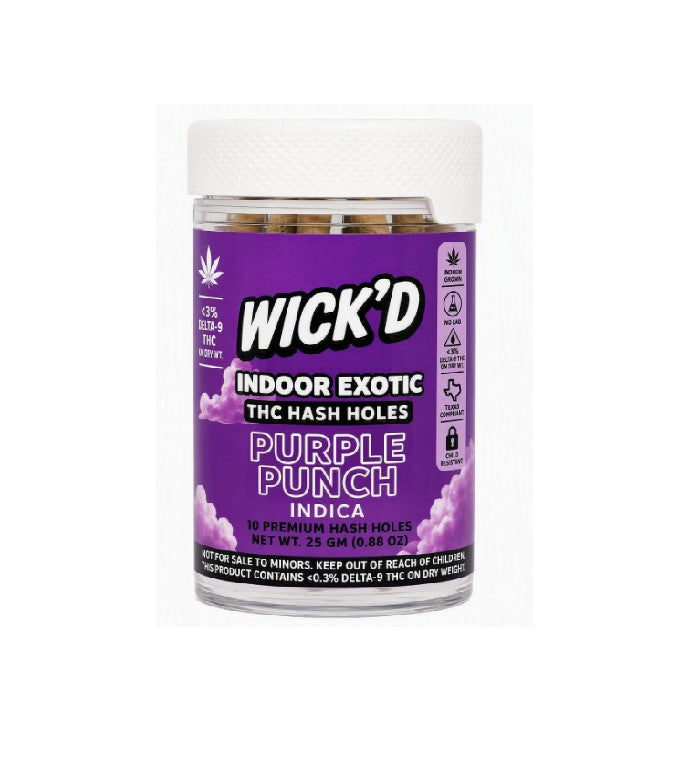 WICK'D EXOTIC THC HASH HOLE PURPLE PUNCH IN JARD 2.5GM 10CT