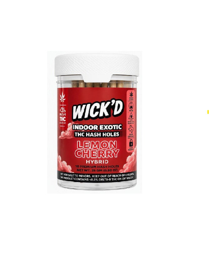 WICK'D EXOTIC THC HASH HOLE LEMON CHERRY HYBD JARA 2.5GM 10CT