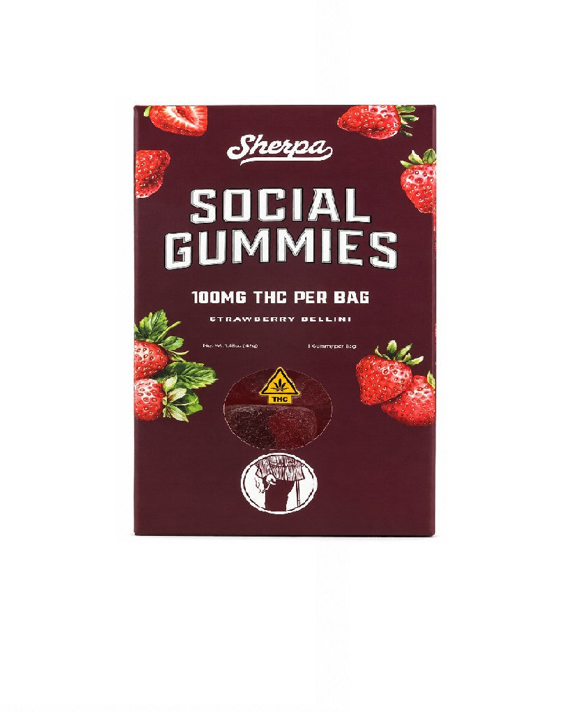SHERPA THC SOCIAL GUMY STRWBRY BELLINI 100MG 1CT
