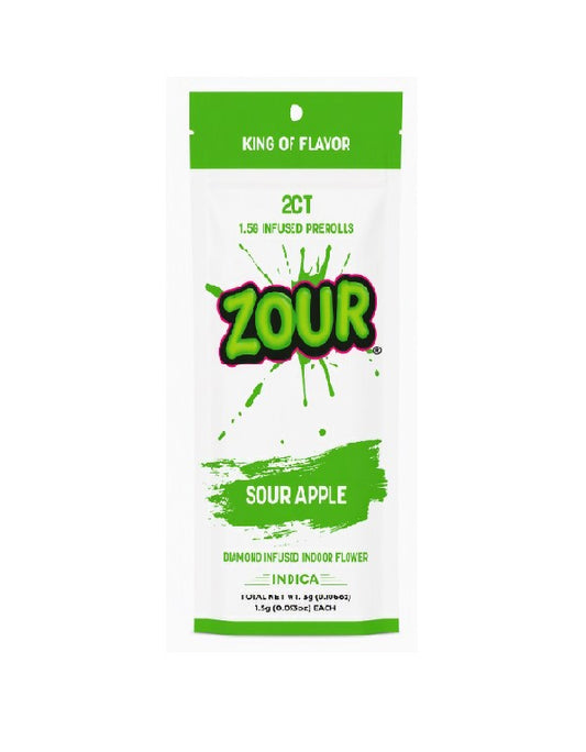 ZOUR DIAMND FLWR PROLL SOUR APPLE IND 3GM 2CT