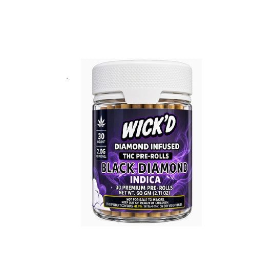 WICK'D DIMND THC PROLL BLACK DIAMOND IND JAR 60GM 30CT