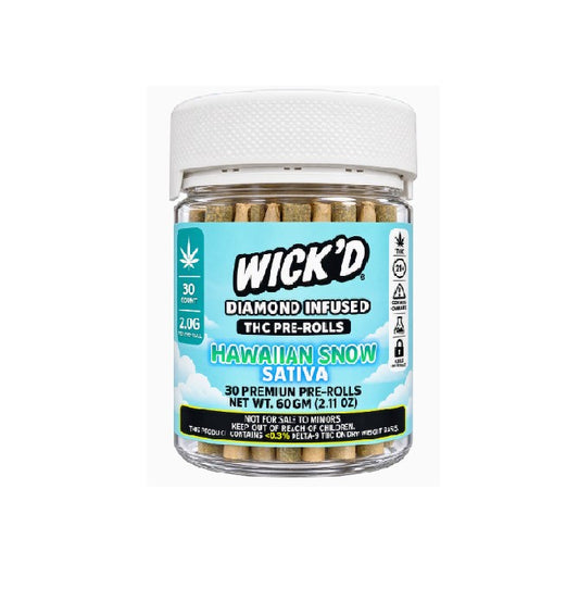 WICK'D DIMND THC PROLL HAWAIIAN SNOW STVA JAR 60GM 30CT