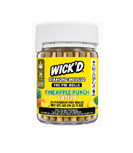 WICK'D DIMND THC PROLL PINEAPPLE PUNCH JAR 60GM 30CT