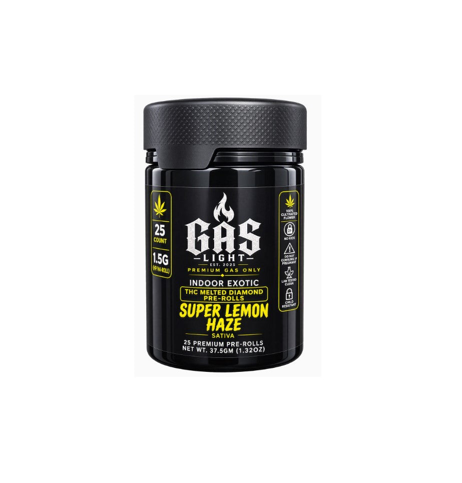 GAS LIGHT EXOTIC THC SUPER LEMON HAZE PROLL STVA JAR 1.5GM 25CT