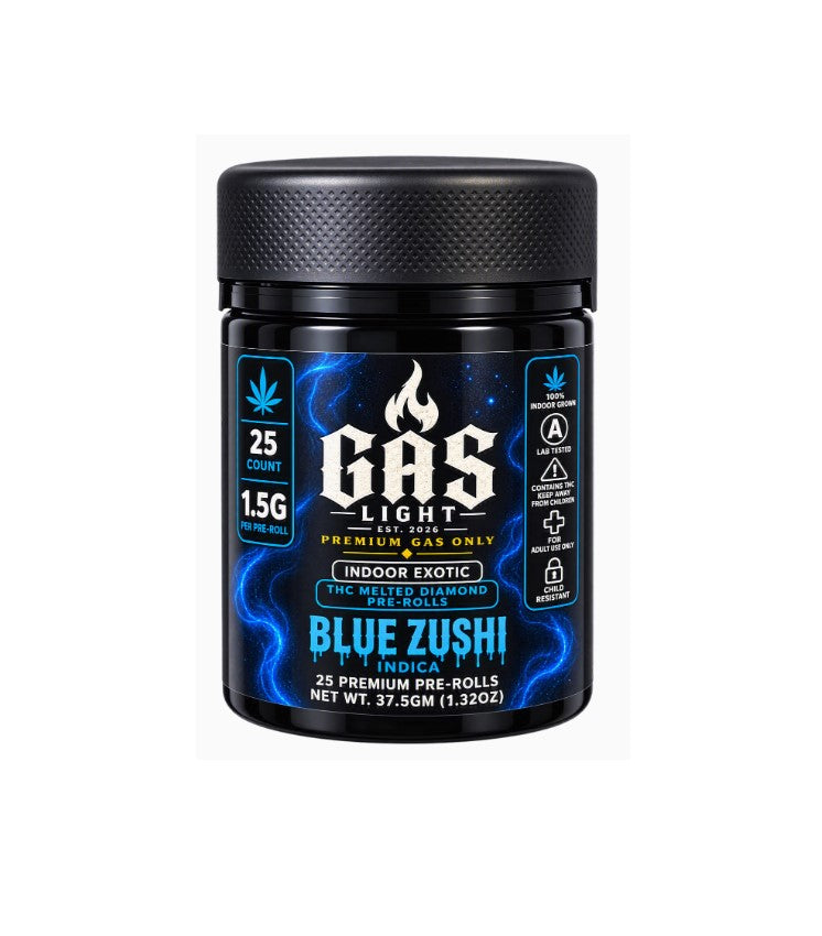 GAS LIGHT EXOTIC THC BLUE ZUSHI PROLL IND JAR 1.5GM 25CT
