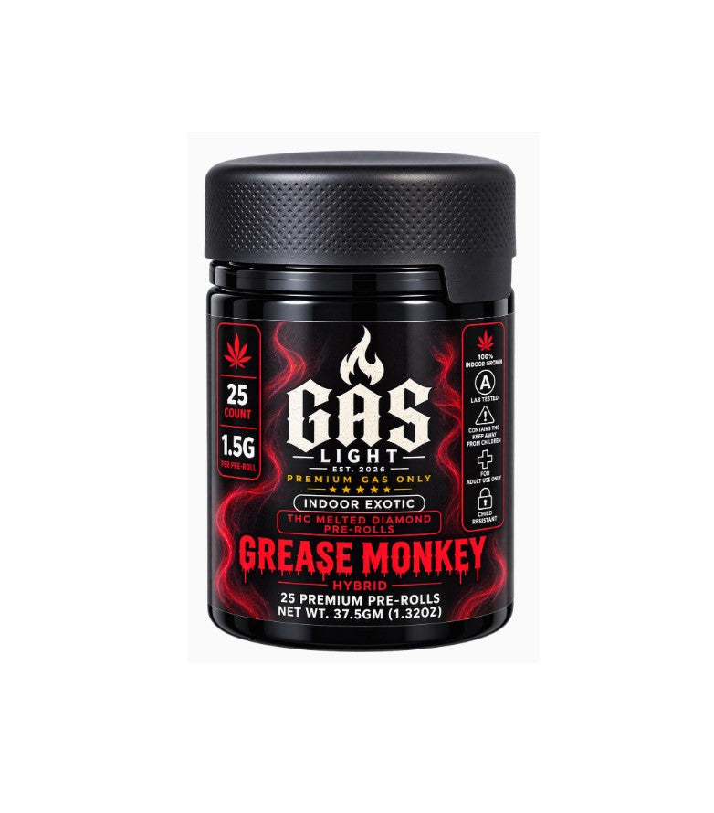 GAS LIGHT EXOTIC THC GREASE MONKEY PROLL HYBD JAR 1.5GM 25CT