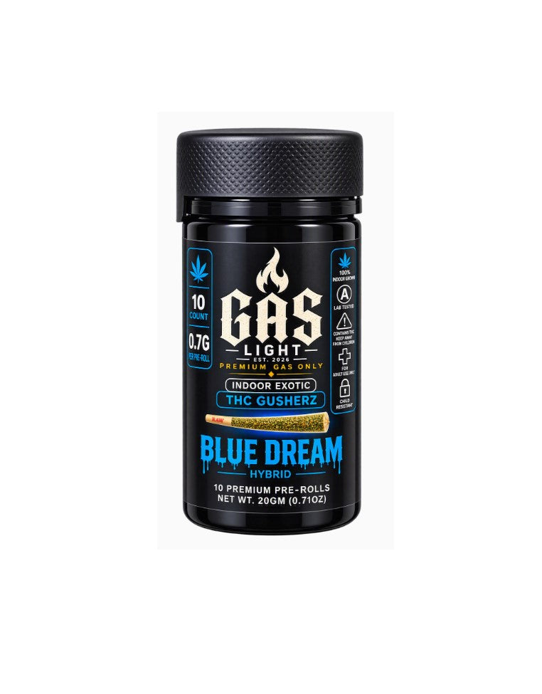 GAS LIGHT EXOTIC THC GUSHERZ BLUE DREAM PROLL HYBD JAR 2GM 10CT