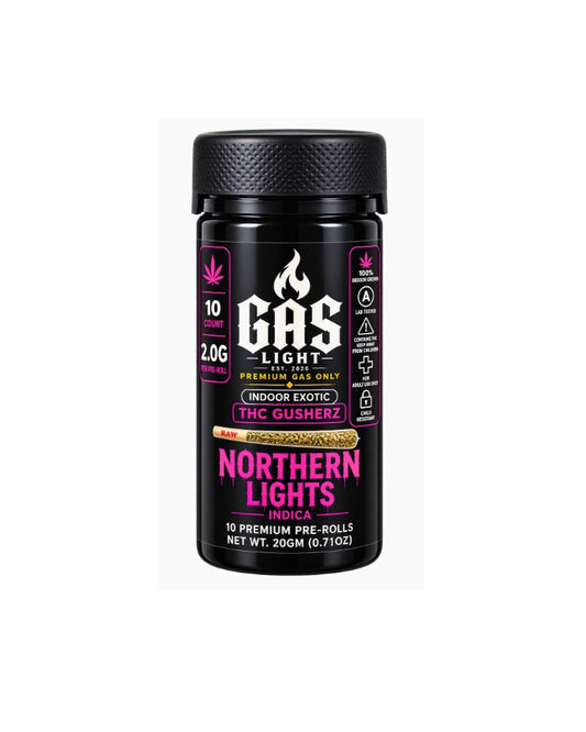GAS LIGHT EXOTIC THC GUSHERZ NORTHERN LIGHTS PROLL IND JAR 2GM 10CT