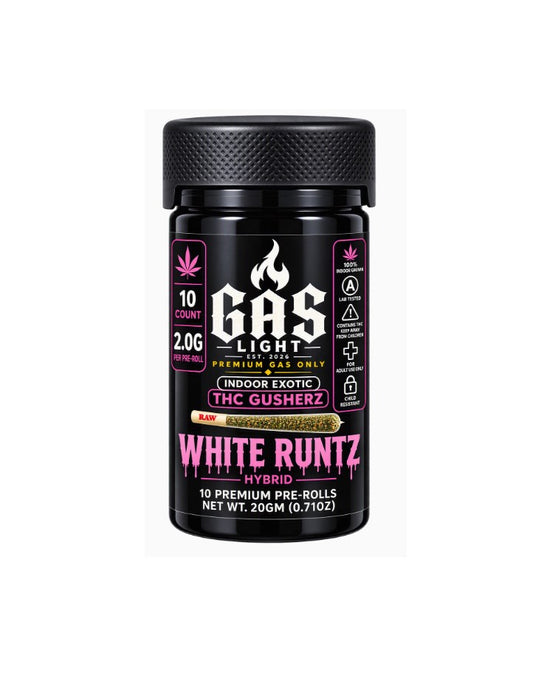 GAS LIGHT EXOTIC THC GUSHERZ WHITE RUNTZ PROLL HYBD JAR 2GM 10CT