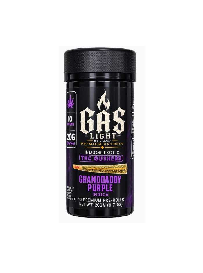 GAS LIGHT EXOTIC THC GUSHERZ GRANDDADDY PURPLE PROLL IND JAR 2GM 10CT