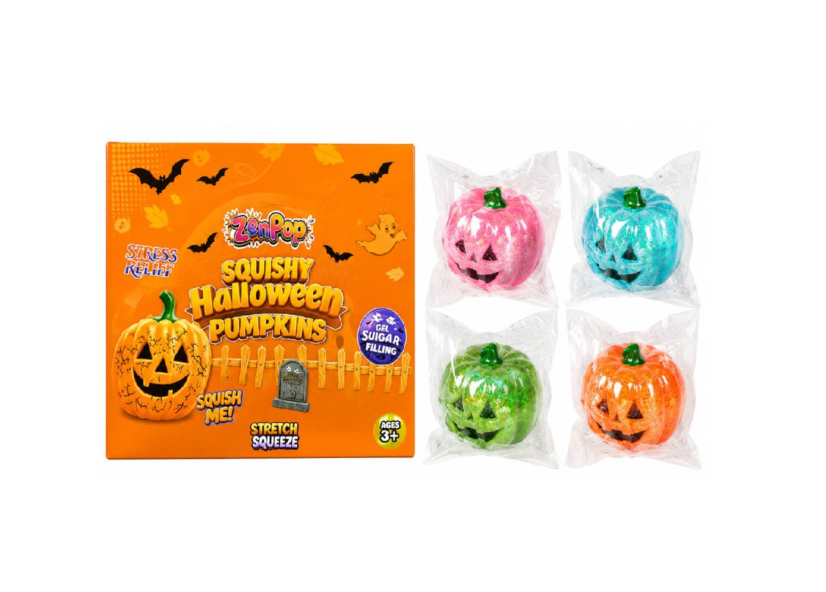 ZENPOP SQUISHY HALLOWEEN PUMPKINS 4 COLORS 12CT