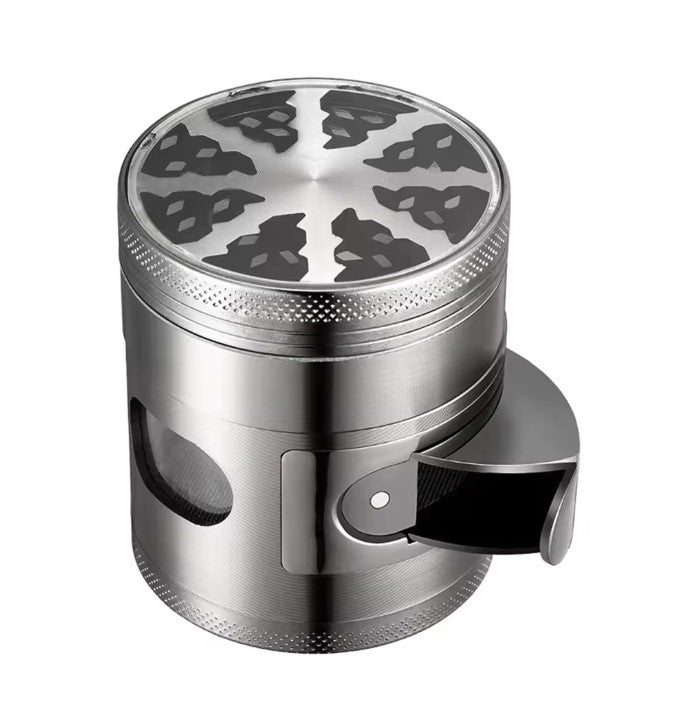 TOBACCO GRINDER METAL W/HANDLE WINDOW
