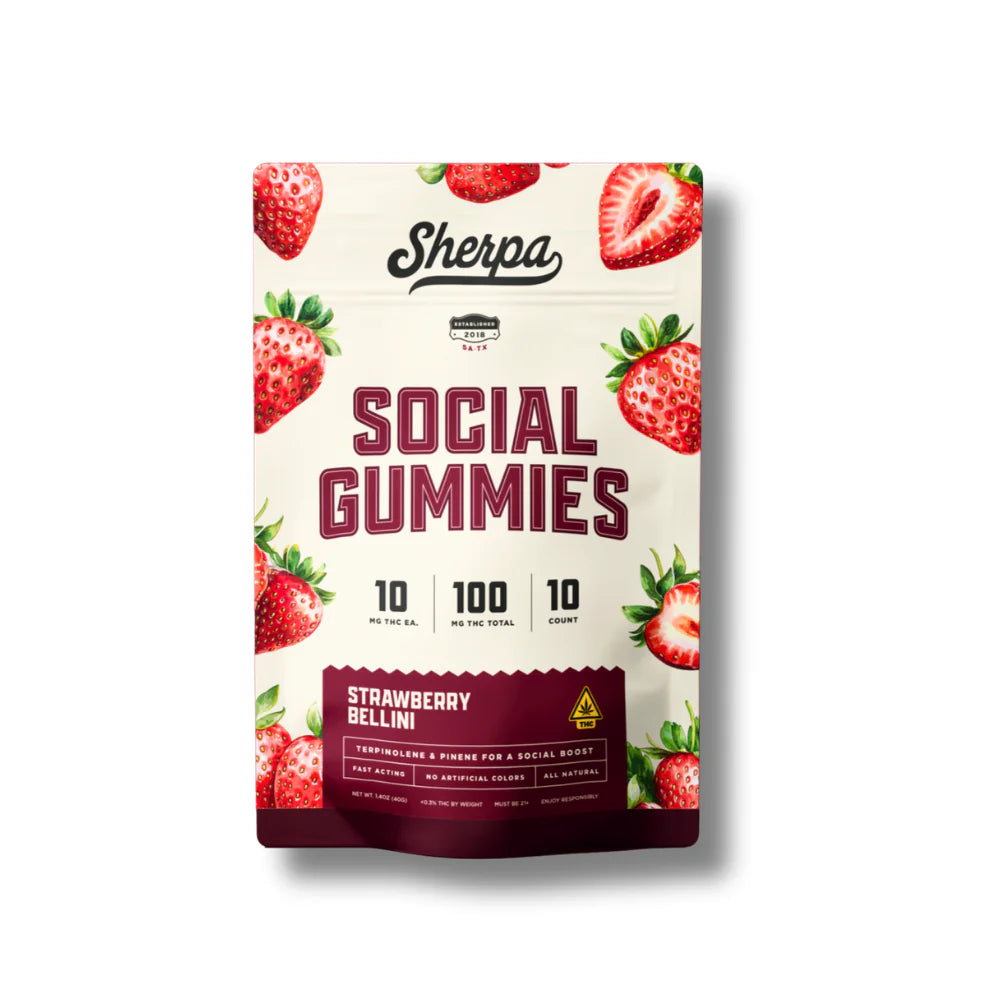 SHERPA THC SOCIAL GUMY STRWBRY BELLINI 10MG 10CT