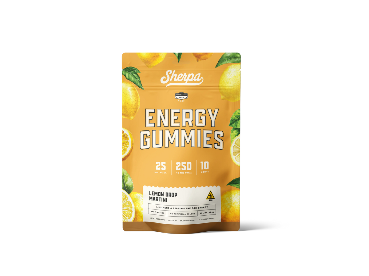 SHERPA THC ENERGY GUMY LEMON DROP MARTINI 25MG 10CT