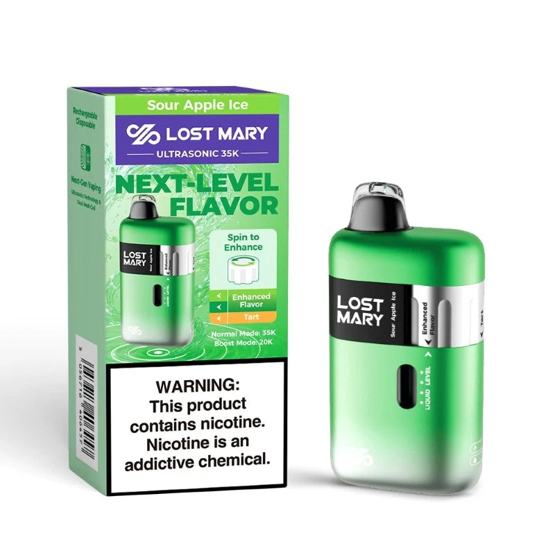 LOST MARY ULTRASONIC 35K|LOST MARY ULTRASONIC SOUR APPLE ICE 35K|5056716406457|Pack Of 5