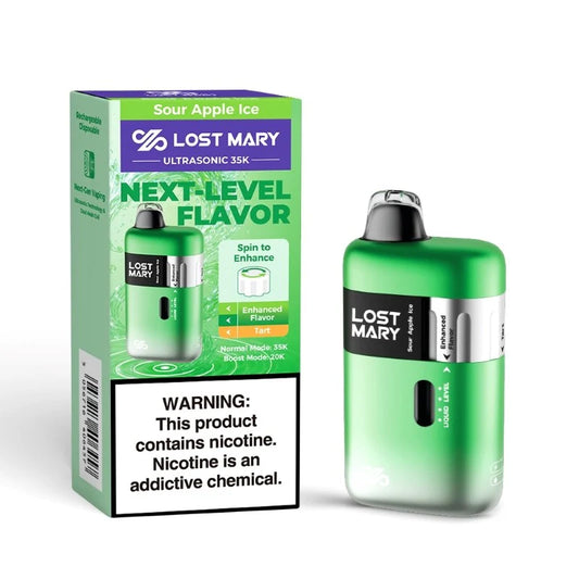 LOST MARY ULTRASONIC 35K|LOST MARY ULTRASONIC SOUR APPLE ICE 35K|5056716406457|Pack Of 5