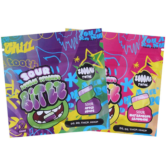 DOUBLE STACKED BITES D9 SOUR APPLE GRAPE GUMY 2000MG