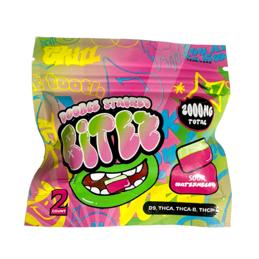 DOUBLE STACKED BITES D9 SOUR WATERMELON GUMY 2000MG|704674358992|Pack Of|60