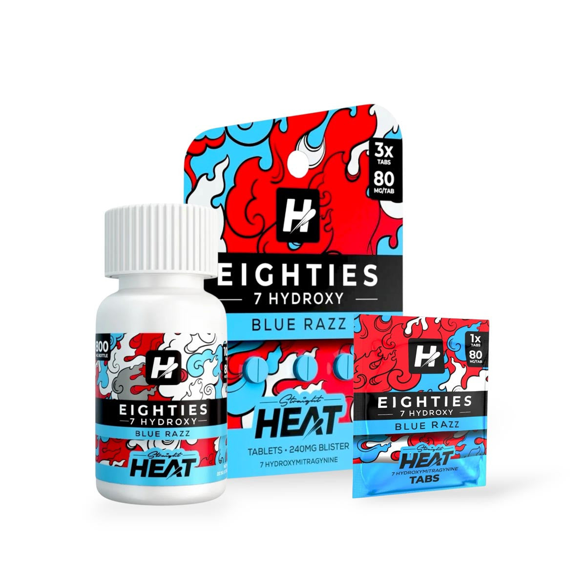 HEAT EIGHTIES 7 HYDROXY BLUE RAZZ 80MG 3CT