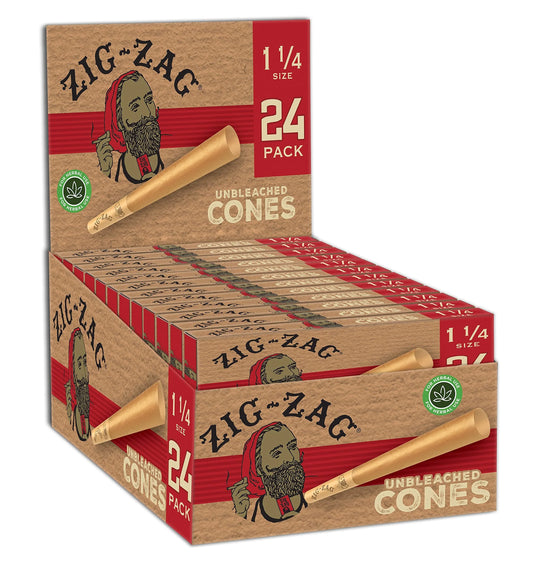 ZIG ZAG UNBLEACHED MINI 1 1.4 SIZE CONES 24PKK