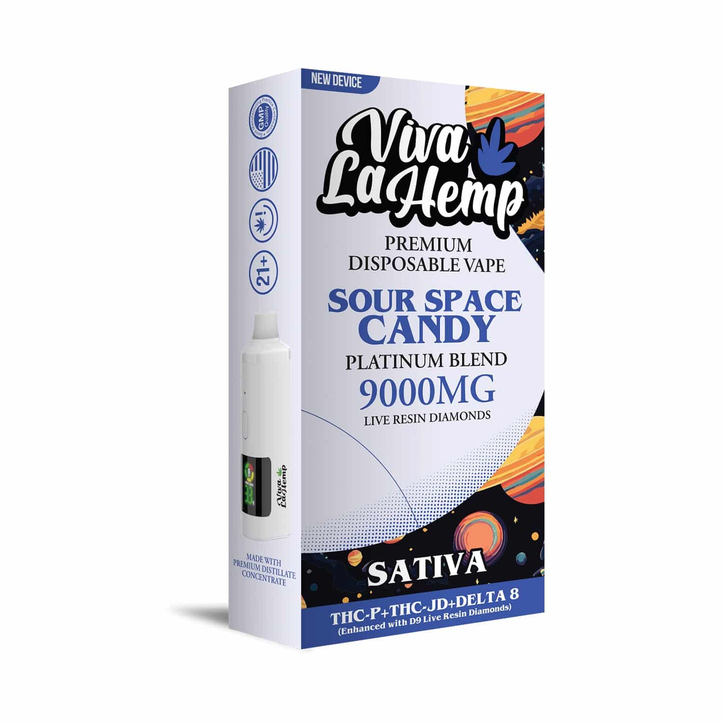 VIVA LA HEMP D9 SOUR SPACE CANDY SATIVA 9000MG