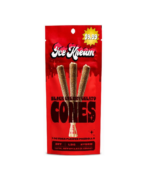 ICE KREAM THCA FLWR PROLL BLACK CHERRY GELATO CONES 1.5GM 3CT