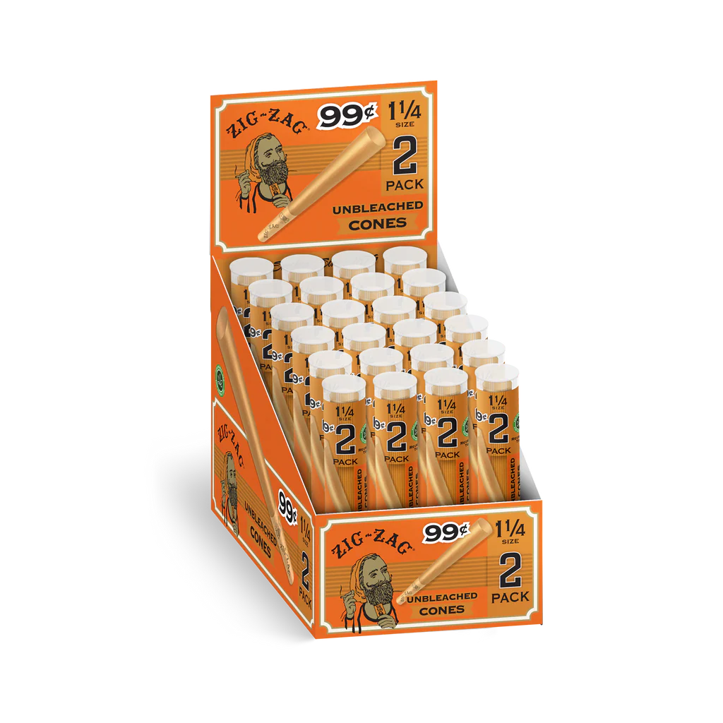 ZIG ZAG UNBLEACHED 1 1/4 CONES TUBE 2PK 24CT