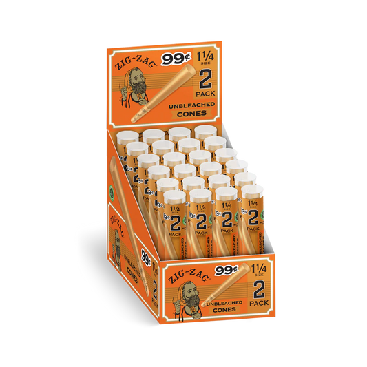 ZIG ZAG UNBLEACHED 1 1/4 CONES TUBE 2PK 24CT
