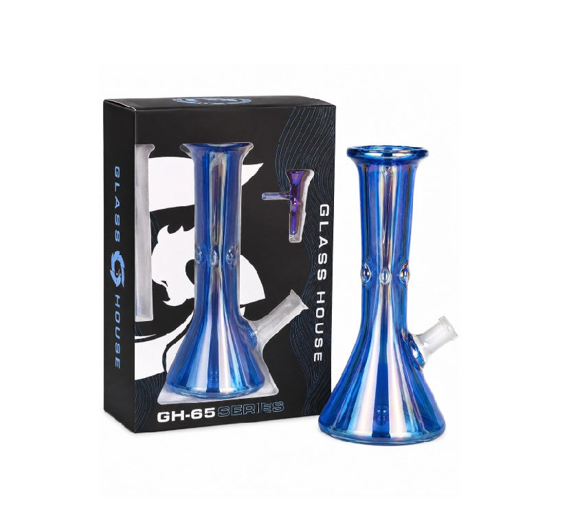 GLASS HOUSE MINI IRIDESCENT BEAKER BLUE