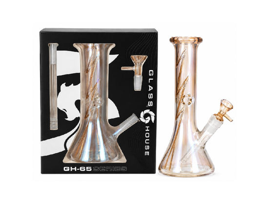 GLASS HOUSE MINI IRIDESCENT BEAKER AMBER