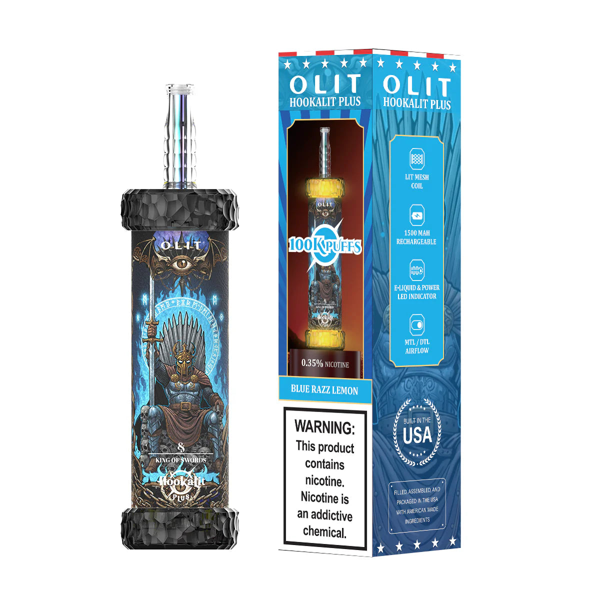 OLIT HOOKAH LIT PLUS BLUE RAZZ LEMON 100K