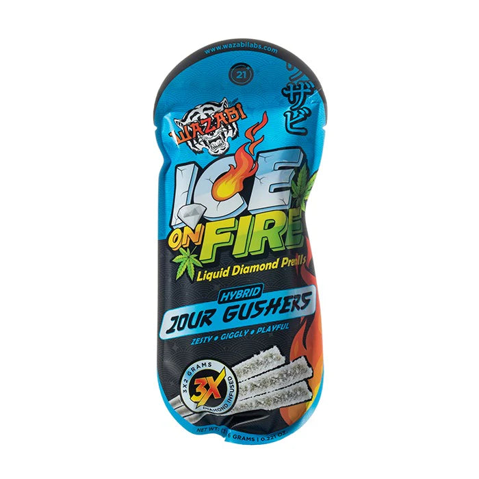 WAZABI EXOTICS THCA ICE ON FIRE PROLLS ZOUR GUSHERS HYBD 2GM 3CT