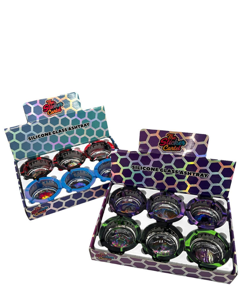 GLASS THE STICKER CARTEL SILICONE ASHTRAY 6CT
