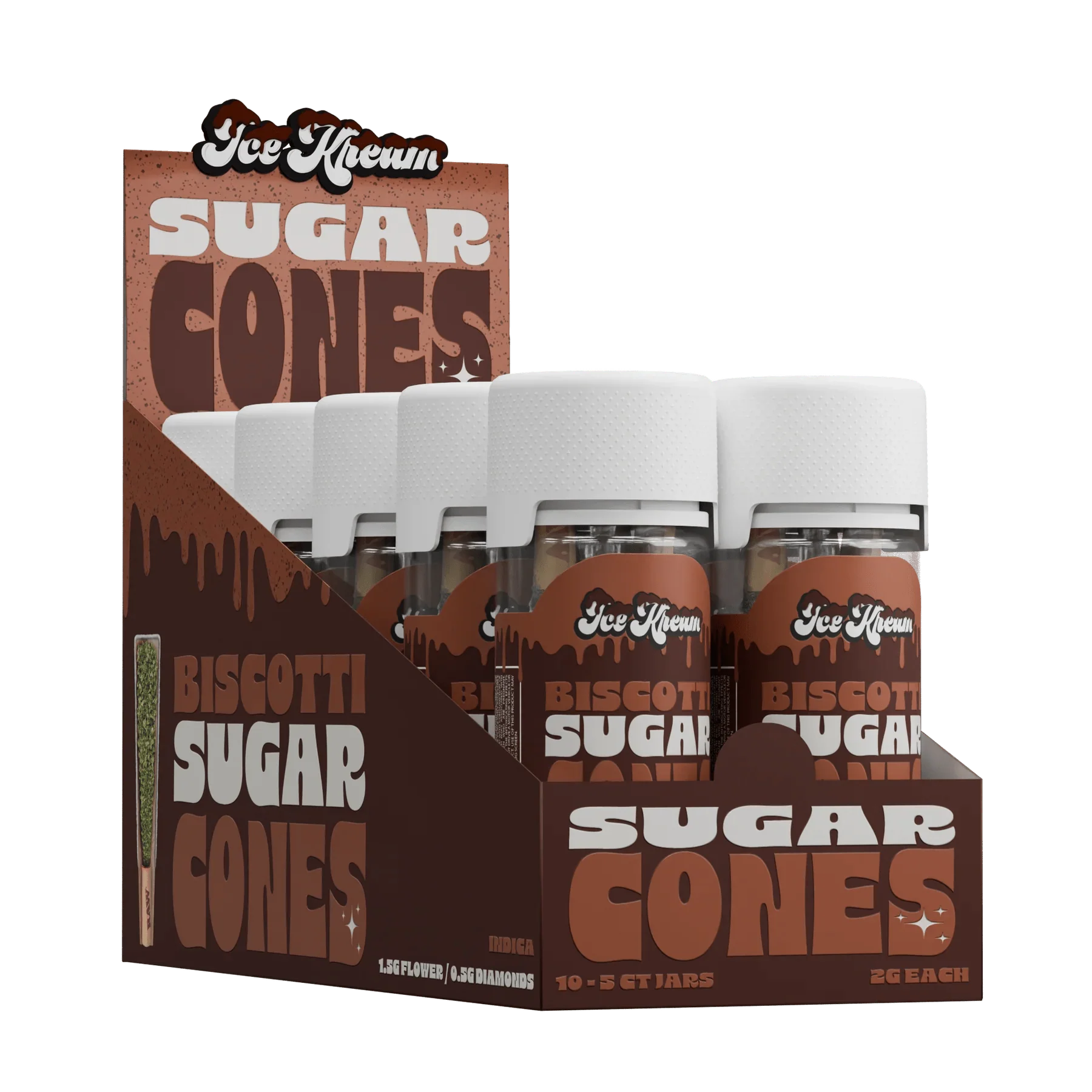 ICE KREAM THCA FLWR PROLL BISCOTTI CONES JAR IND 2GM 5CT