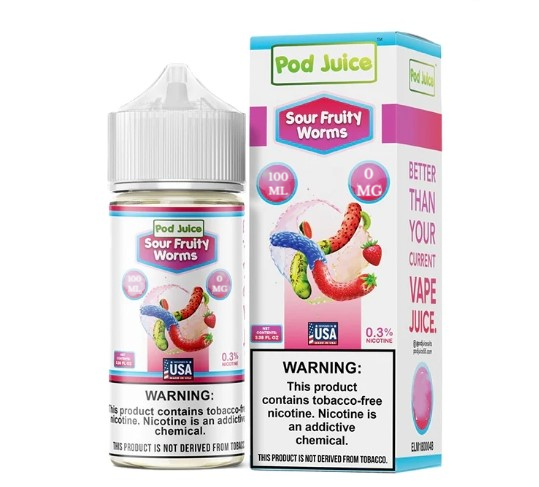 POD JUICE SOUR FRUITY WORMS 0MG 100ML