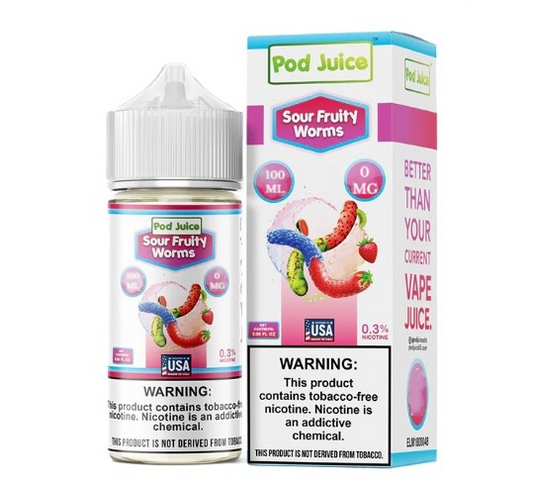 POD JUICE SOUR FRUITY WORMS 0MG 100ML