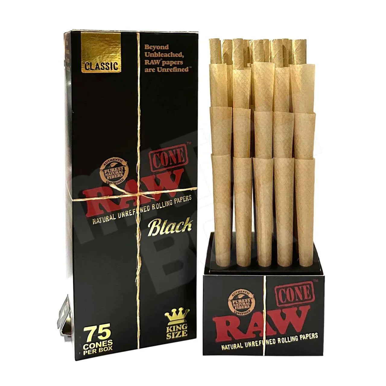 RAW CLASSIC BLACK CONES KING SIZE 75CT