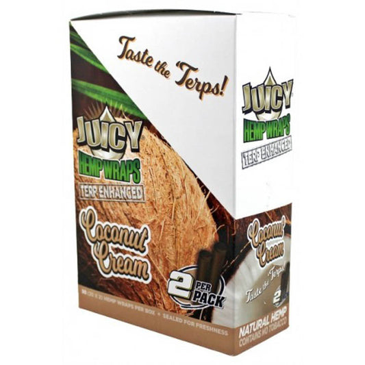 JUICY HEMP WRAPS TERP ENHANCED 25PKBX 25X2 COCONUT CREAM