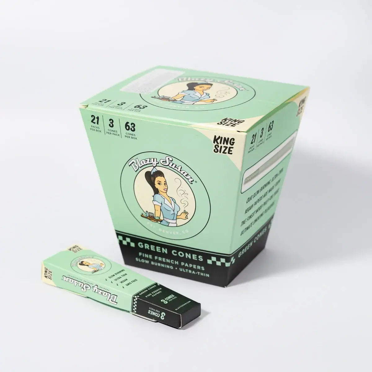 BLAZY SUSAN GREEN CONES KING SIZE 21CT