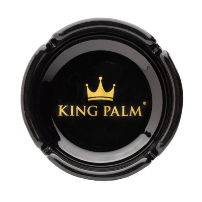 KING PALM ASHTRAY BLACK GLASS 1CT