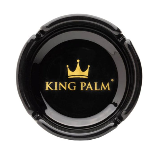 KING PALM ASHTRAY BLACK GLASS 1CT